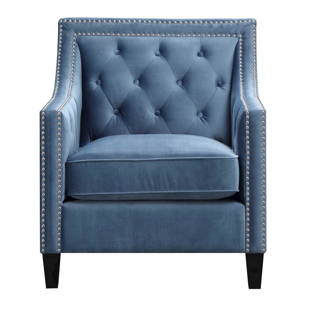 Marine Blue Upholstered Accent Chair for Living Room or Bedroom Seating