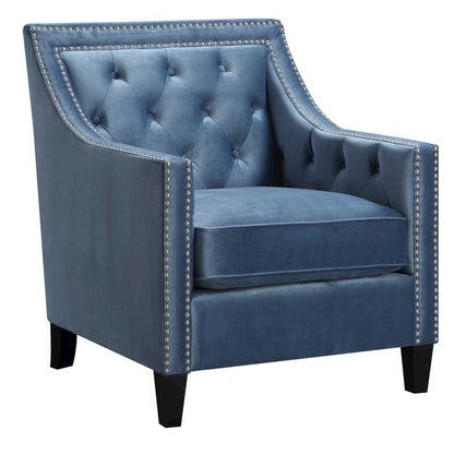 Marine Blue Upholstered Accent Chair for Living Room or Bedroom Seating