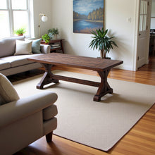 Brown Acacia Veneer Trestle Coffee Table