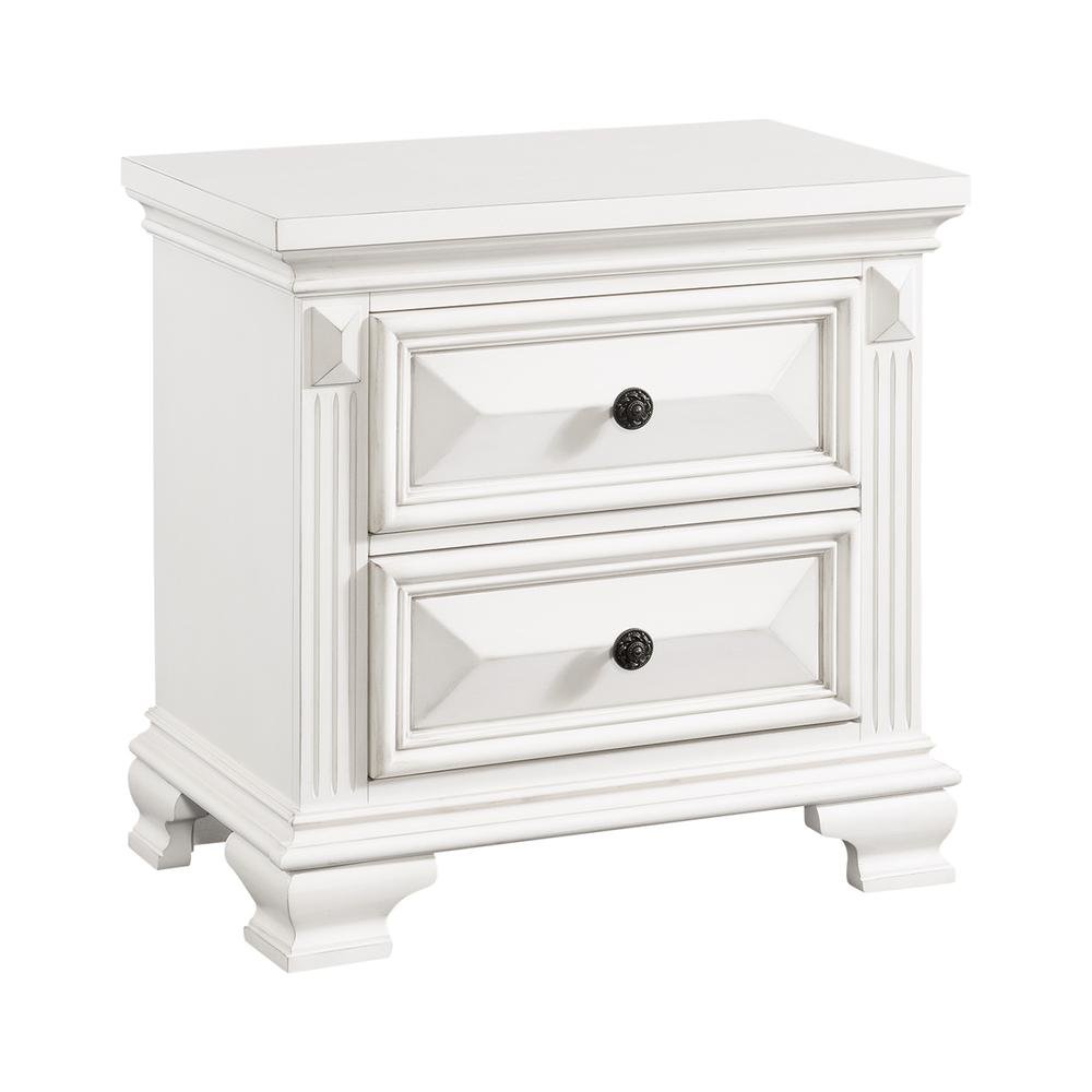 White 2-Drawer Wood Nightstand for Bedrooms and Small Spaces