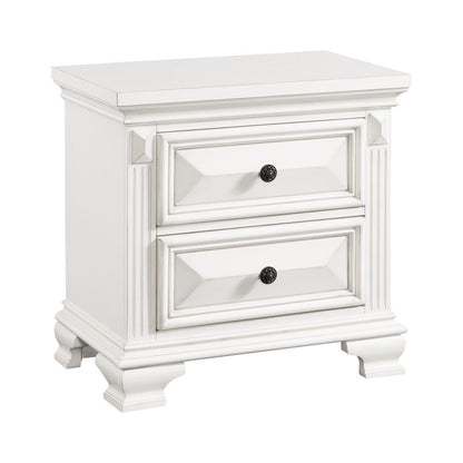 White 2-Drawer Wood Nightstand for Bedrooms and Small Spaces