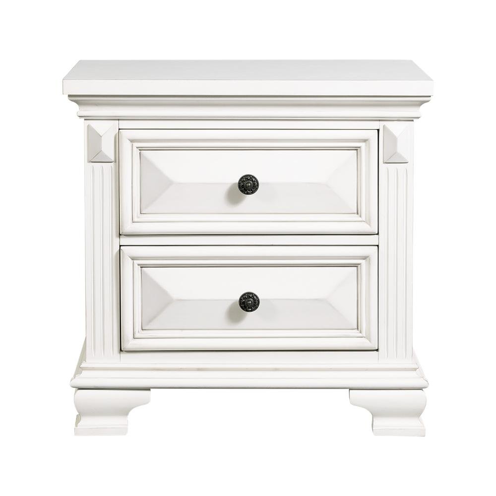 White 2-Drawer Wood Nightstand for Bedrooms and Small Spaces