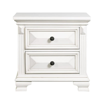 White 2-Drawer Wood Nightstand for Bedrooms and Small Spaces