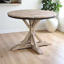 Round Beach Dining Table with Acacia Wood and Metal Base for Kitchens