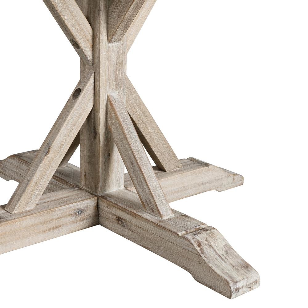 Round Beach Dining Table with Acacia Wood and Metal Base for Kitchens