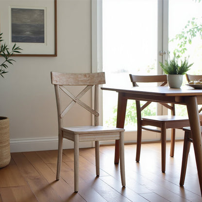 Beach-Tone Acacia Wooden X-Back Chair Set