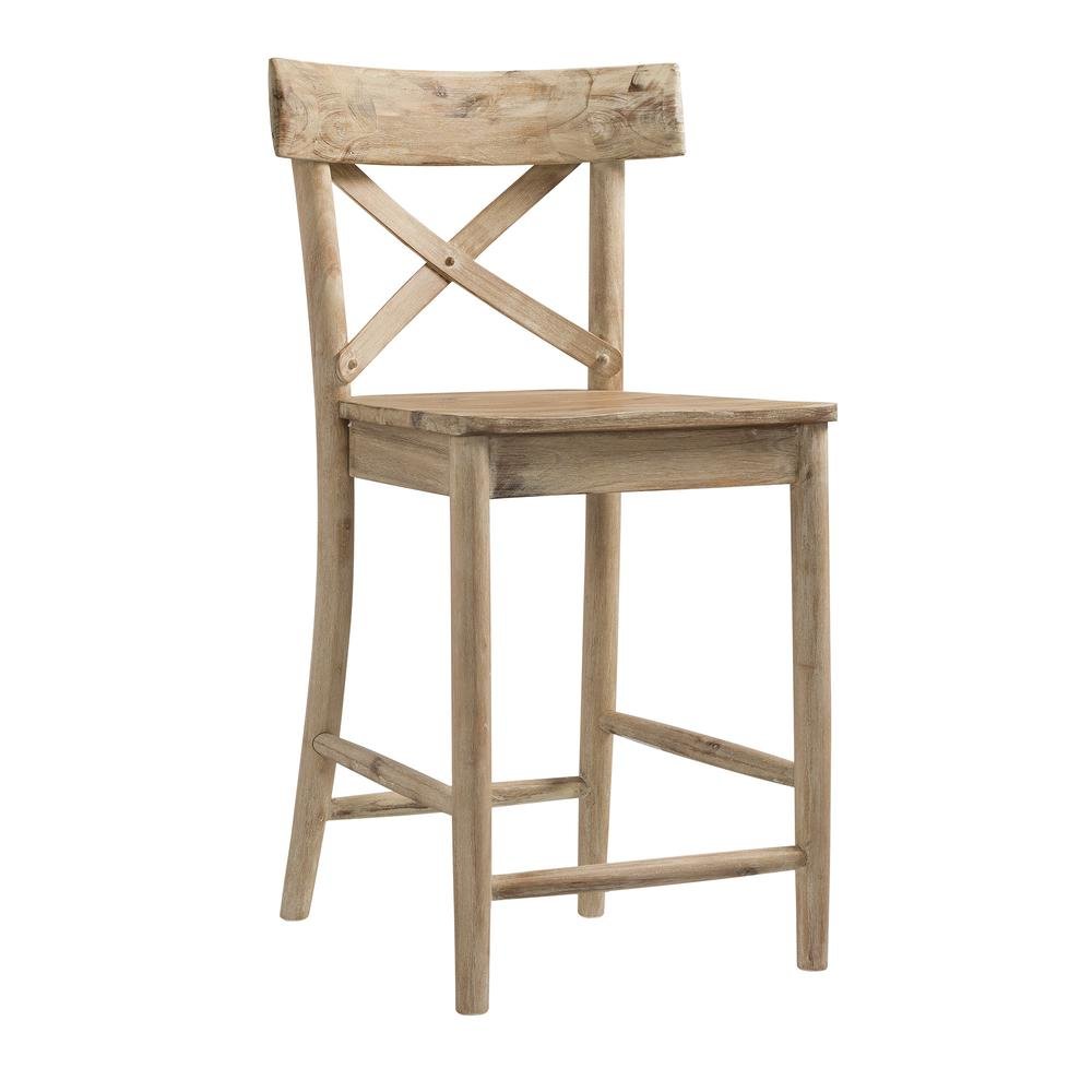 Beach Acacia Metal Counter Height Stool with Back