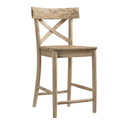 Beach Acacia Metal Counter Height Stool with Back