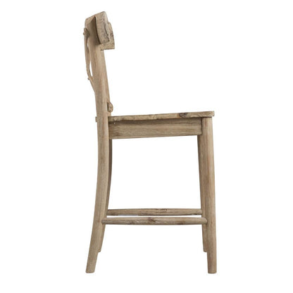 Beach Acacia Metal Counter Height Stool with Back