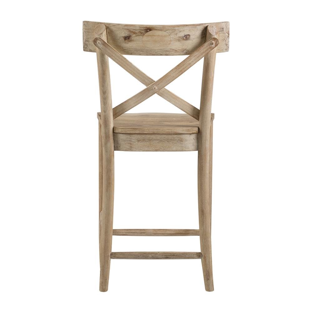 Beach Acacia Metal Counter Height Stool with Back