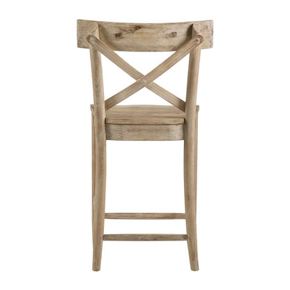 Beach Acacia Metal Counter Height Stool with Back