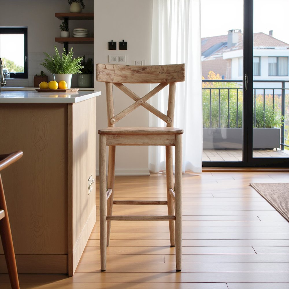 Beach Counter Stool with Back Support for Kitchen Island or Bar Seating