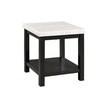 White Marble Square Console Table with Acacia Base for Living Room