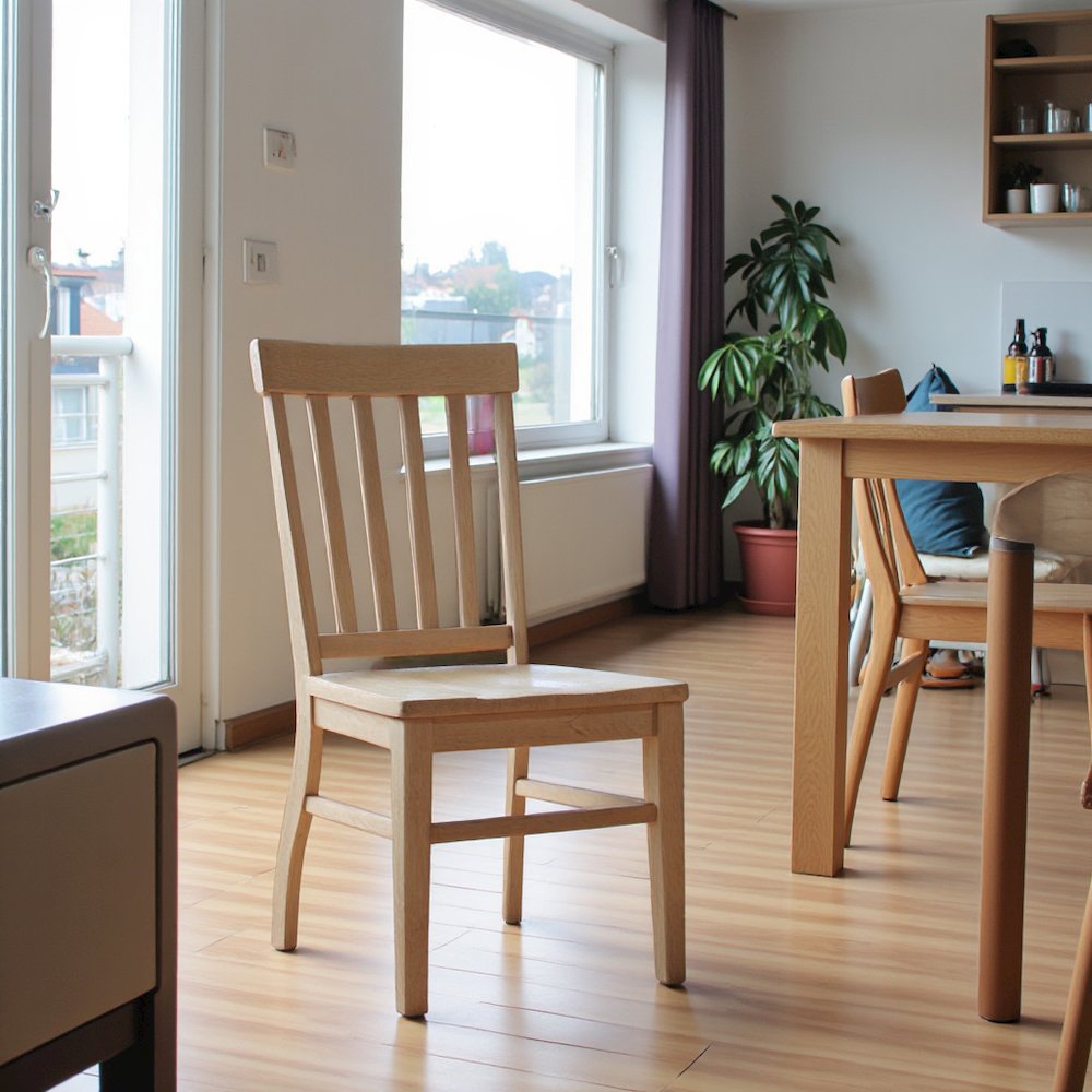 Natural Rubberwood Slat Back Dining Chair Set
