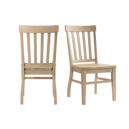 Natural Rubberwood Slat Back Dining Chair Set