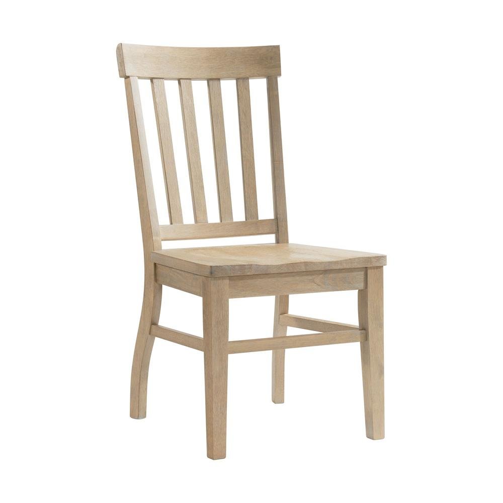 Natural Rubberwood Slat Back Dining Chair Set