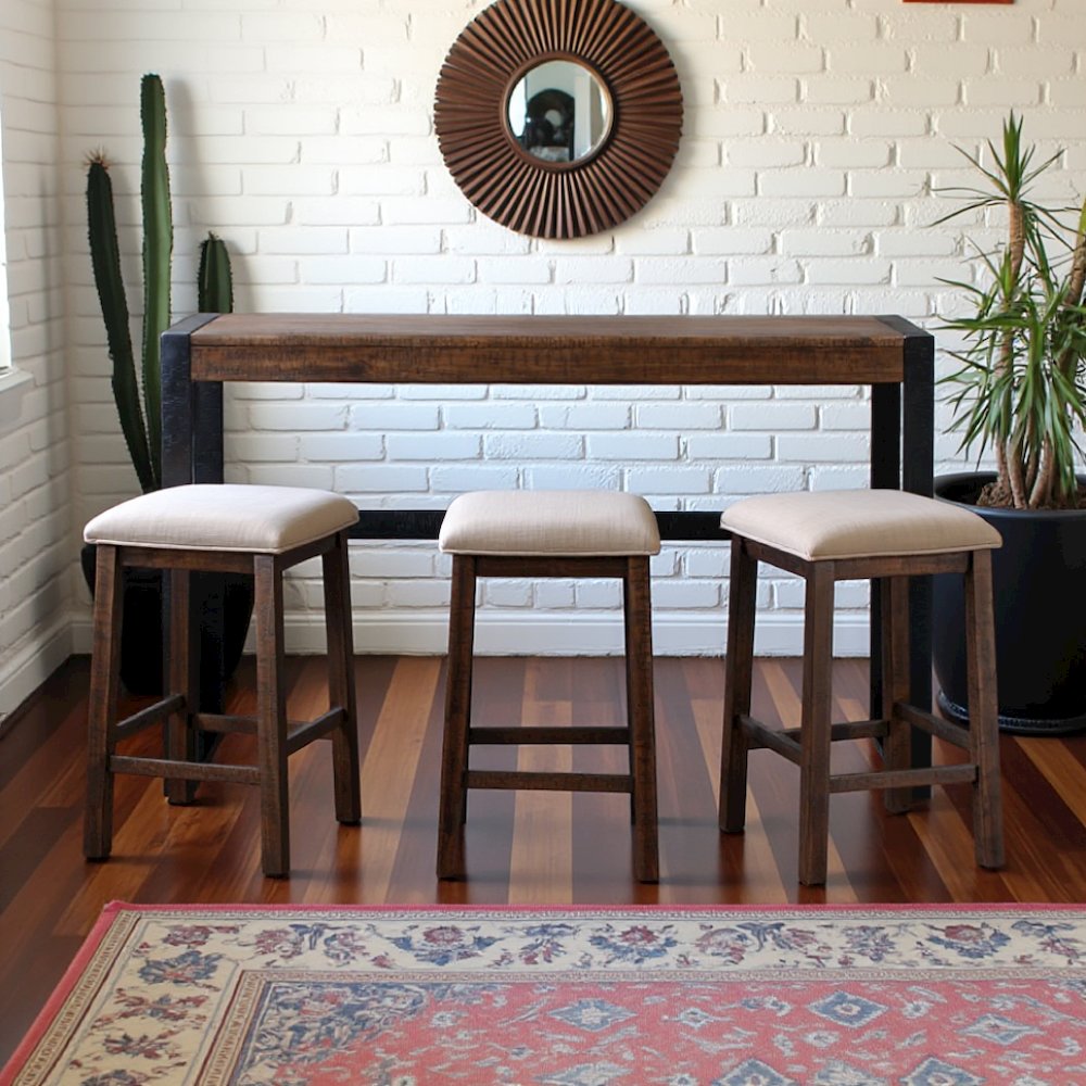 Brown Multipurpose Bar Table Set with Stools for Kitchen or Living Room