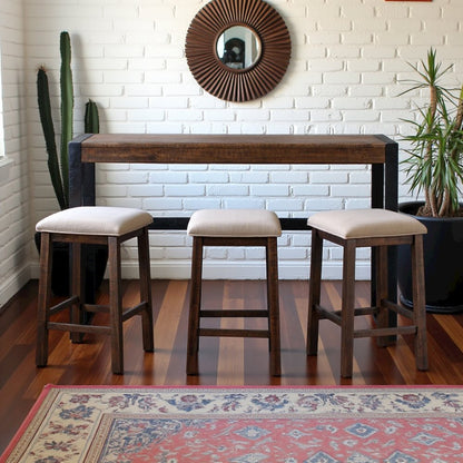Brown Multipurpose Bar Table Set with Stools for Kitchen or Living Room