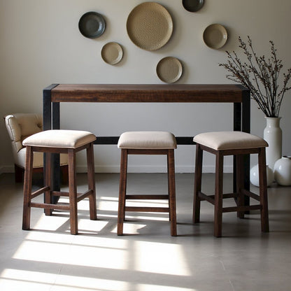 Brown Multipurpose Bar Table Set with Stools for Kitchen or Living Room