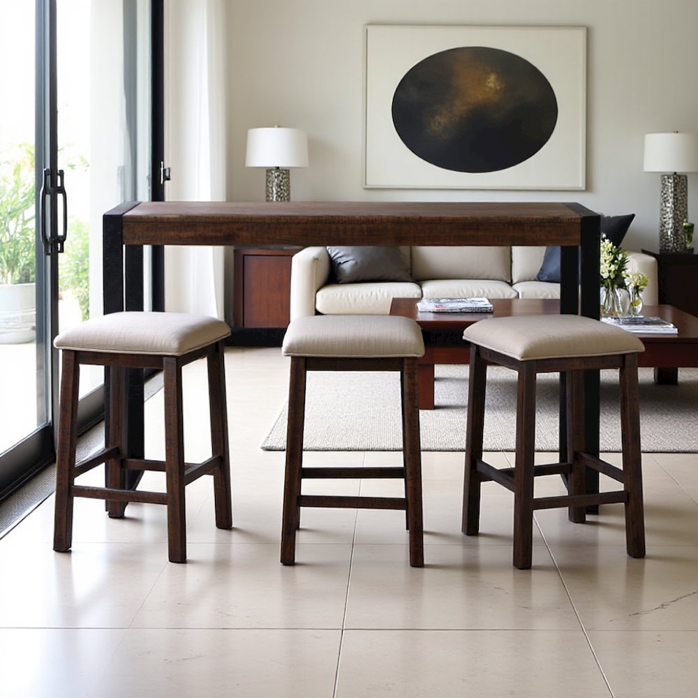Brown Multipurpose Bar Table Set with Stools for Kitchen or Living Room