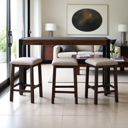 Brown Multipurpose Bar Table Set with Stools for Kitchen or Living Room