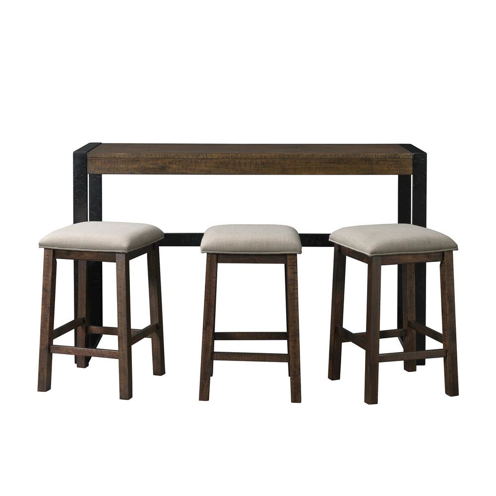 Brown Multipurpose Bar Table Set with Stools for Kitchen or Living Room