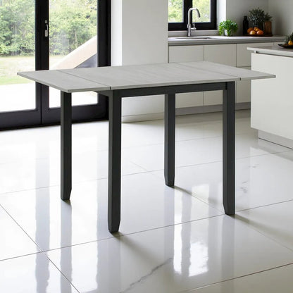 Compact Drop Leaf Dining Set with Table and Two Chairs in Gray Finish