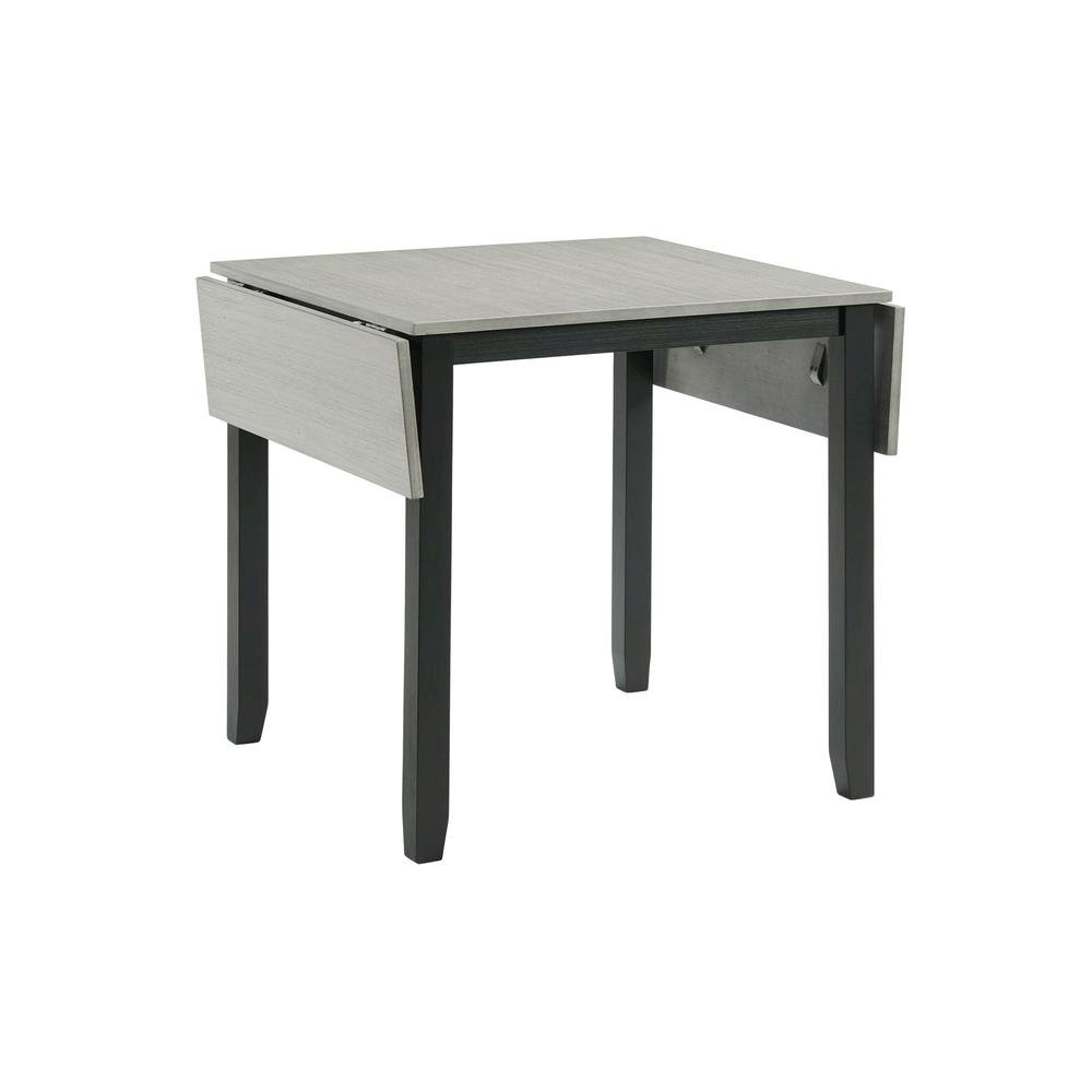 Compact Drop Leaf Dining Set with Table and Two Chairs in Gray Finish