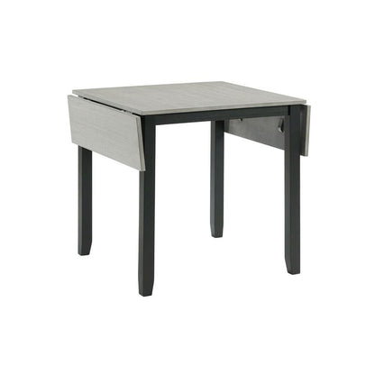 Compact Drop Leaf Dining Set with Table and Two Chairs in Gray Finish