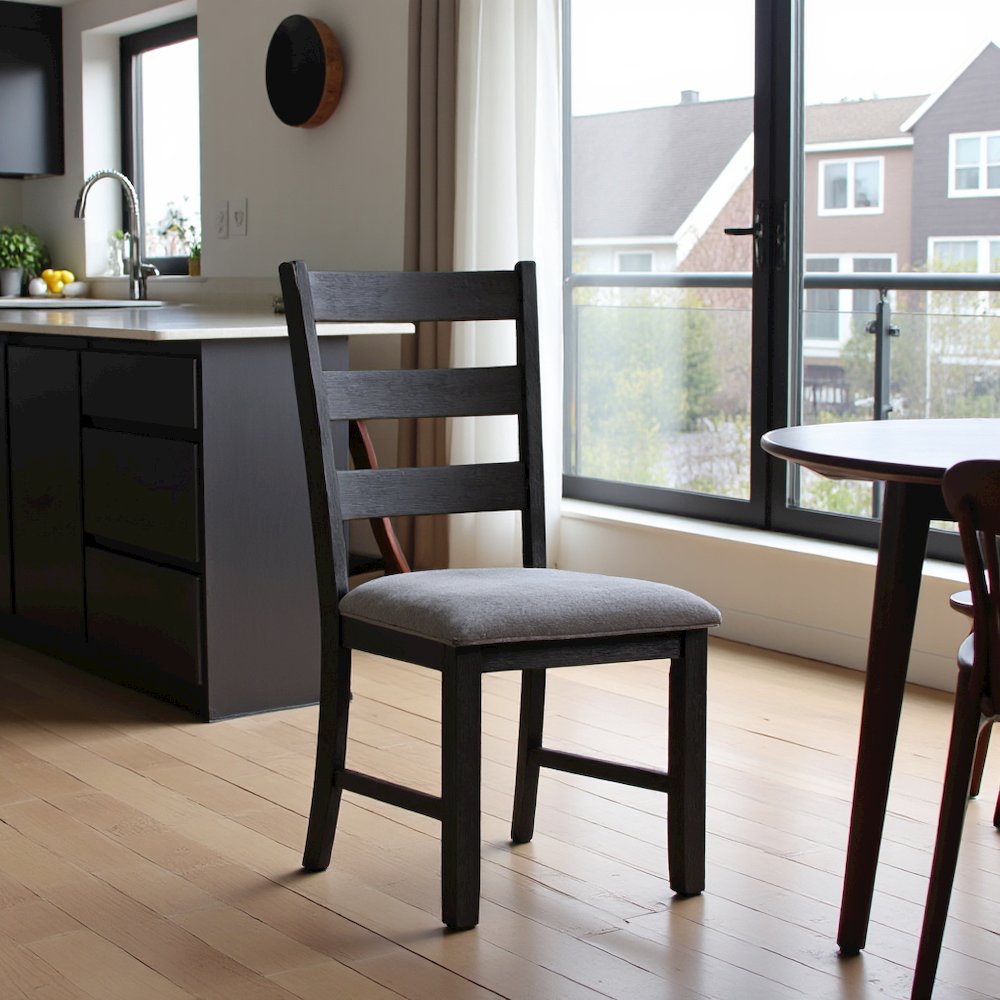 Compact Drop Leaf Dining Set with Table and Two Chairs in Gray Finish