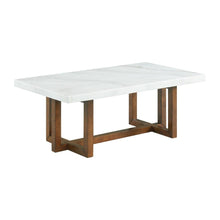 White Marble Rectangular Coffee Table, Rubberwood Base