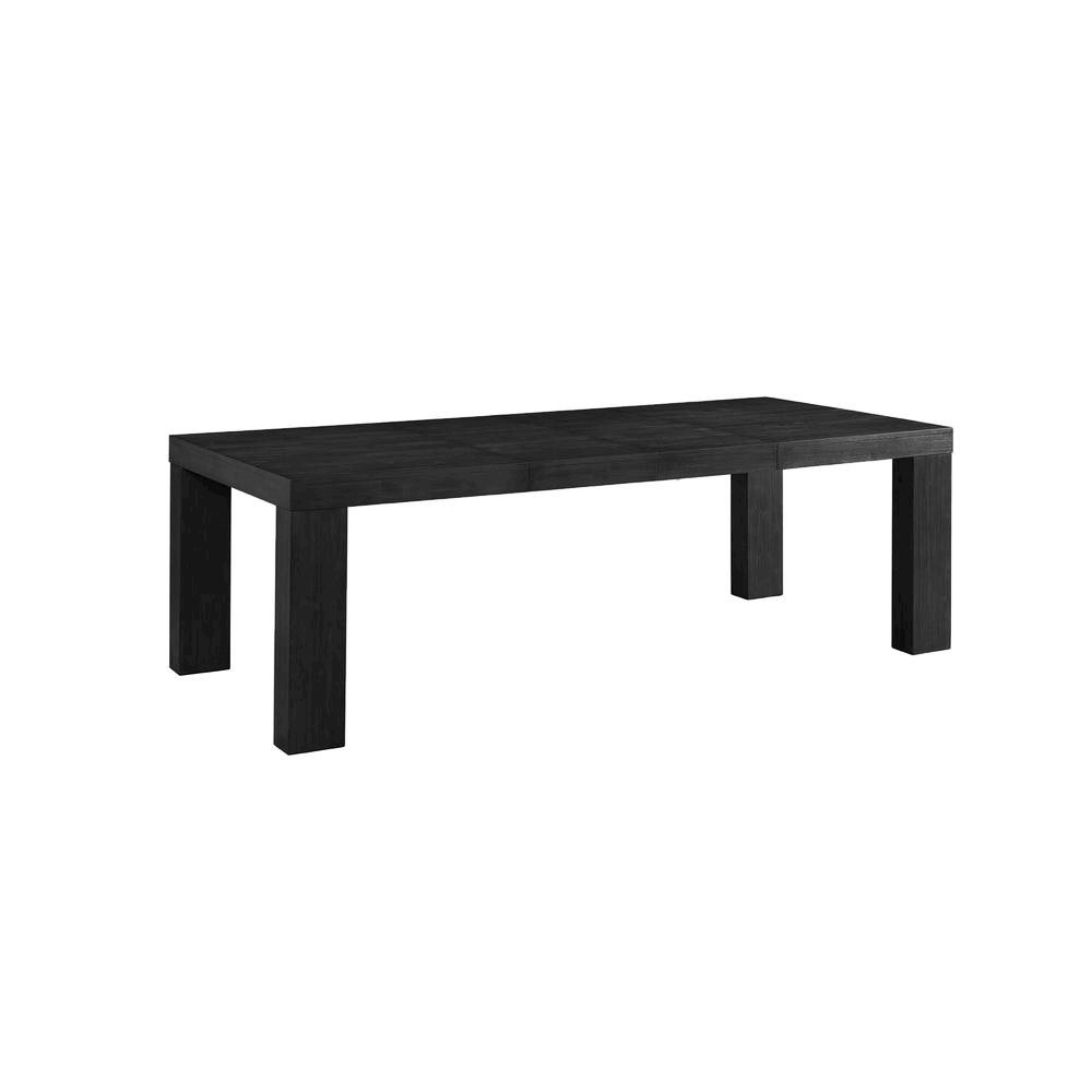 Black Wooden Dining Table for 6 with Acacia Veneer and Sturdy MDF Base