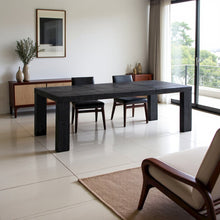 Black Wooden Dining Table for 6 with Acacia Veneer and Sturdy MDF Base