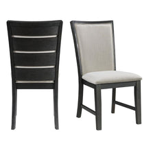 Elegant Black Slat Back Upholstered Dining Chairs, Set of Two