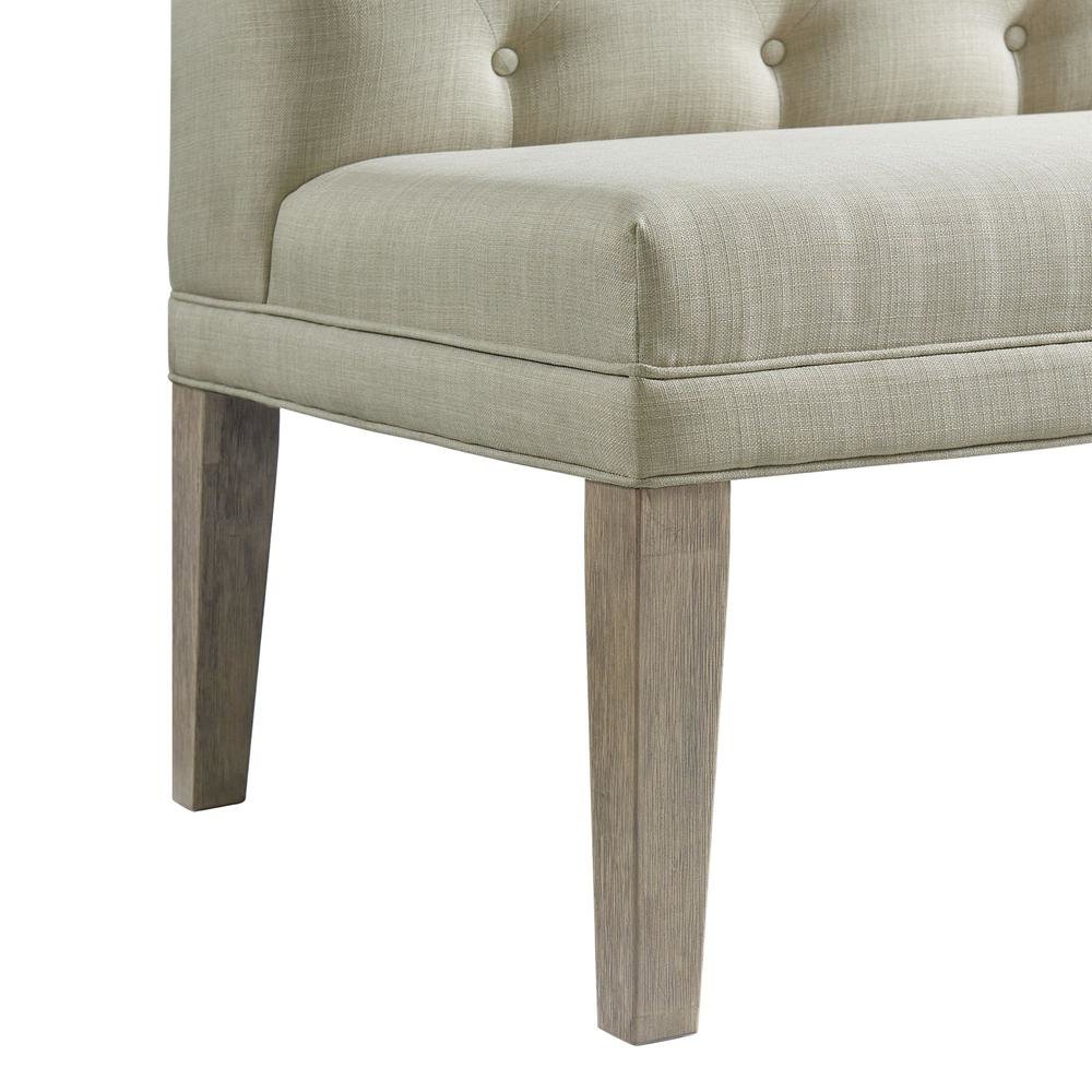 Gray Upholstered Settee Bench with Back for Dining or Lounge Seating