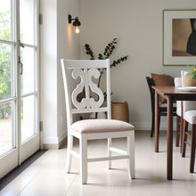 White Wooden Swirl Back Dining Chair Set