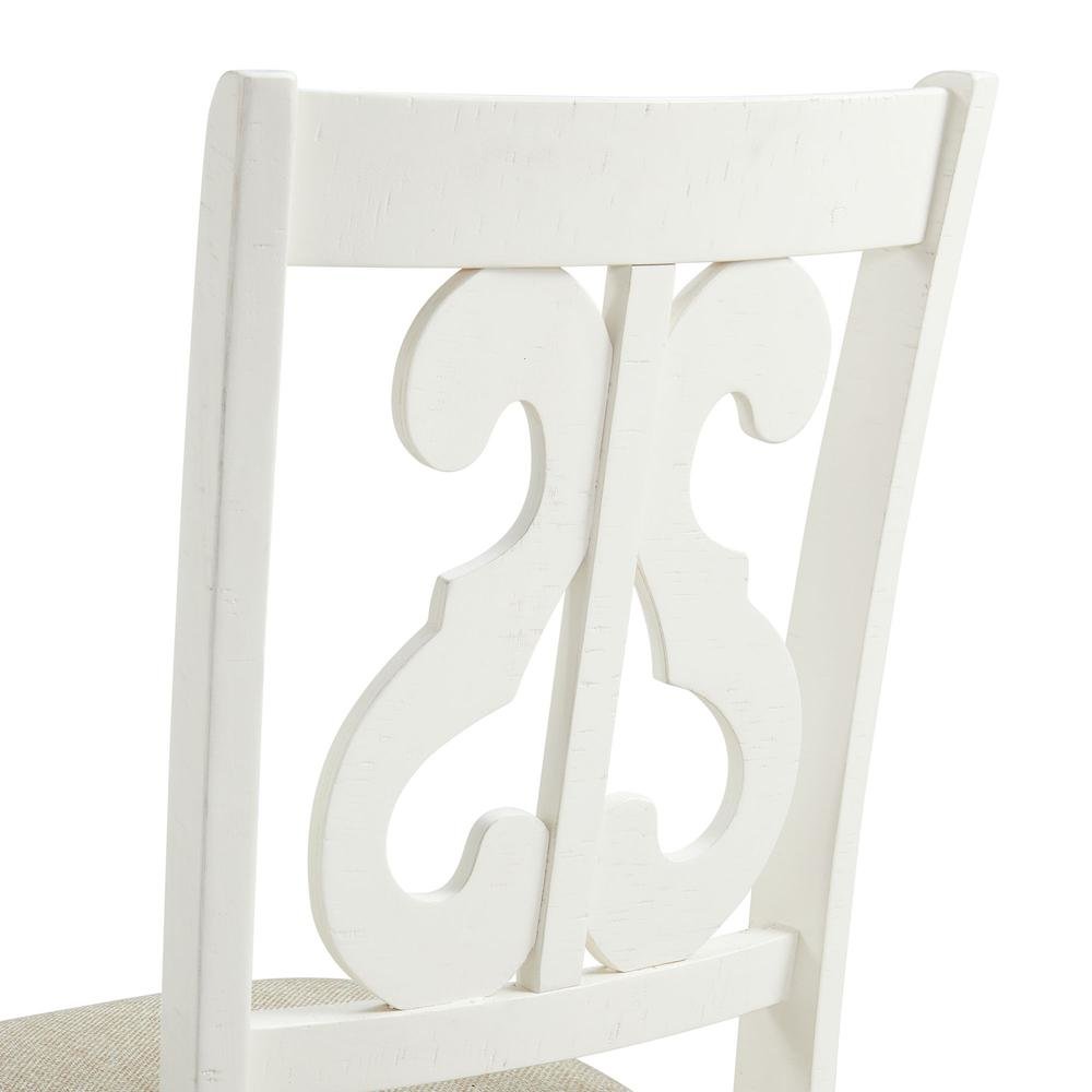 White Wooden Swirl Back Dining Chair Set