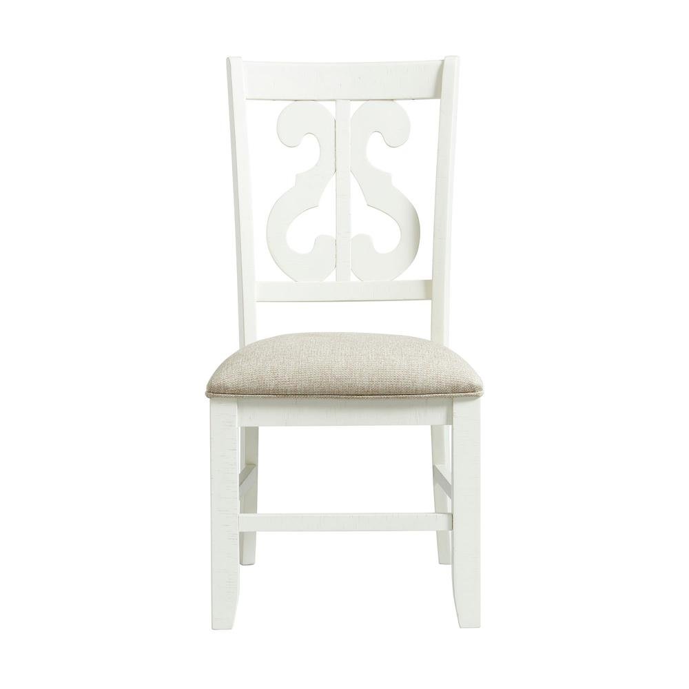 White Wooden Swirl Back Dining Chair Set