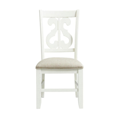 White Wooden Swirl Back Dining Chair Set