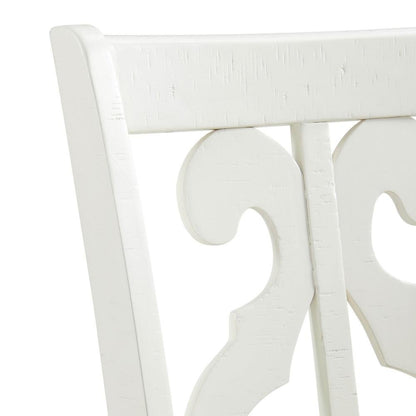 White Wooden Swirl Back Dining Chair Set