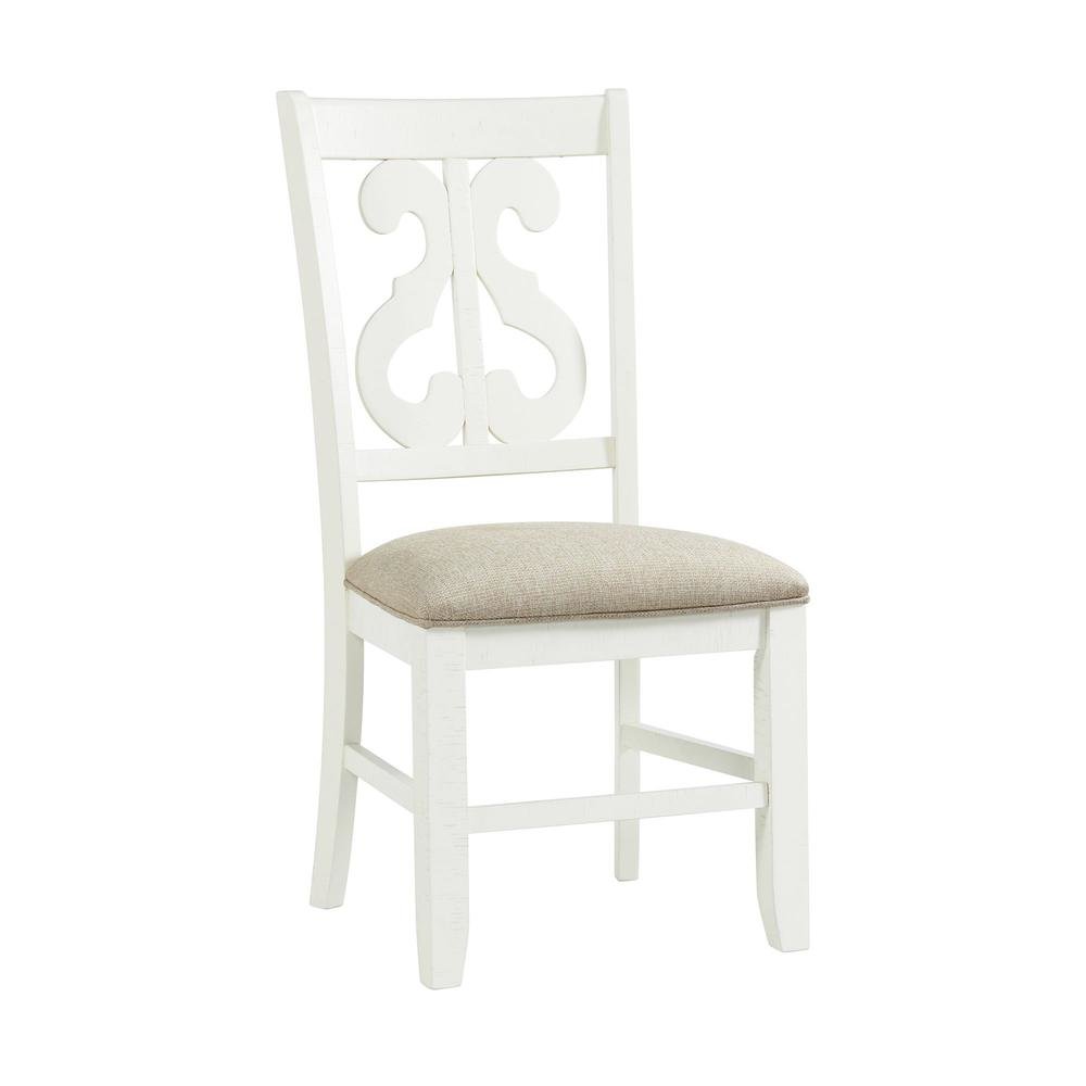 White Wooden Swirl Back Dining Chair Set