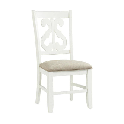 White Wooden Swirl Back Dining Chair Set