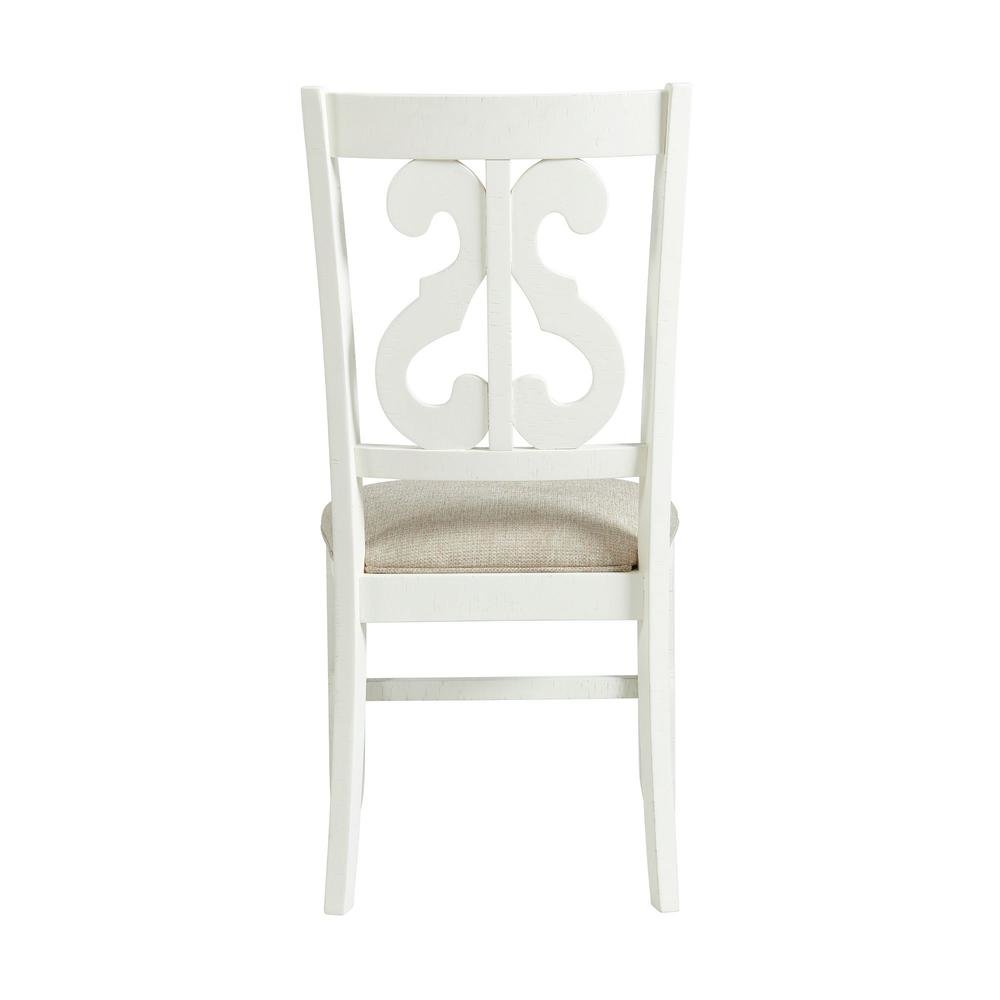 White Wooden Swirl Back Dining Chair Set