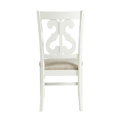 White Wooden Swirl Back Dining Chair Set