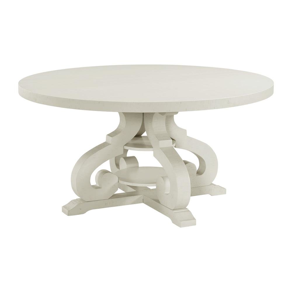 White Round Dining Table with Acacia Veneer Finish