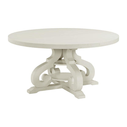 White Round Dining Table with Acacia Veneer Finish