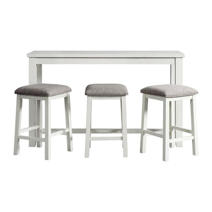 Bar Table and Chairs Set in White for Breakfast Nook or Living Areas