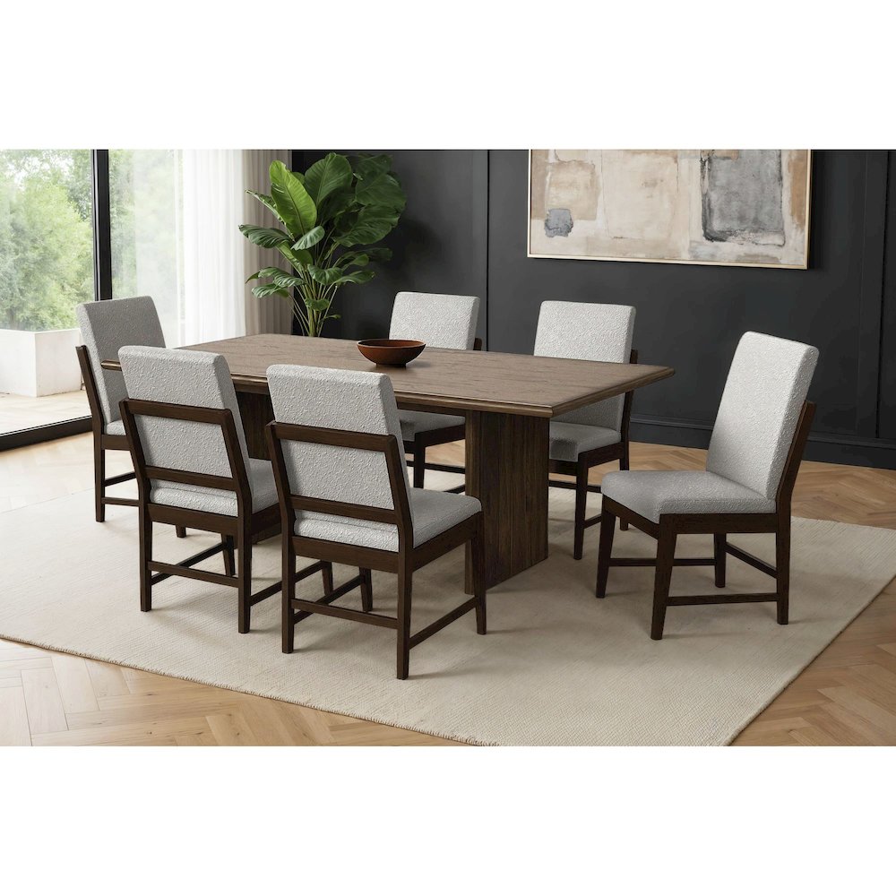 Perth 7PC Standard Height Dining Set in Brown-Table and Six Fabric Chairs