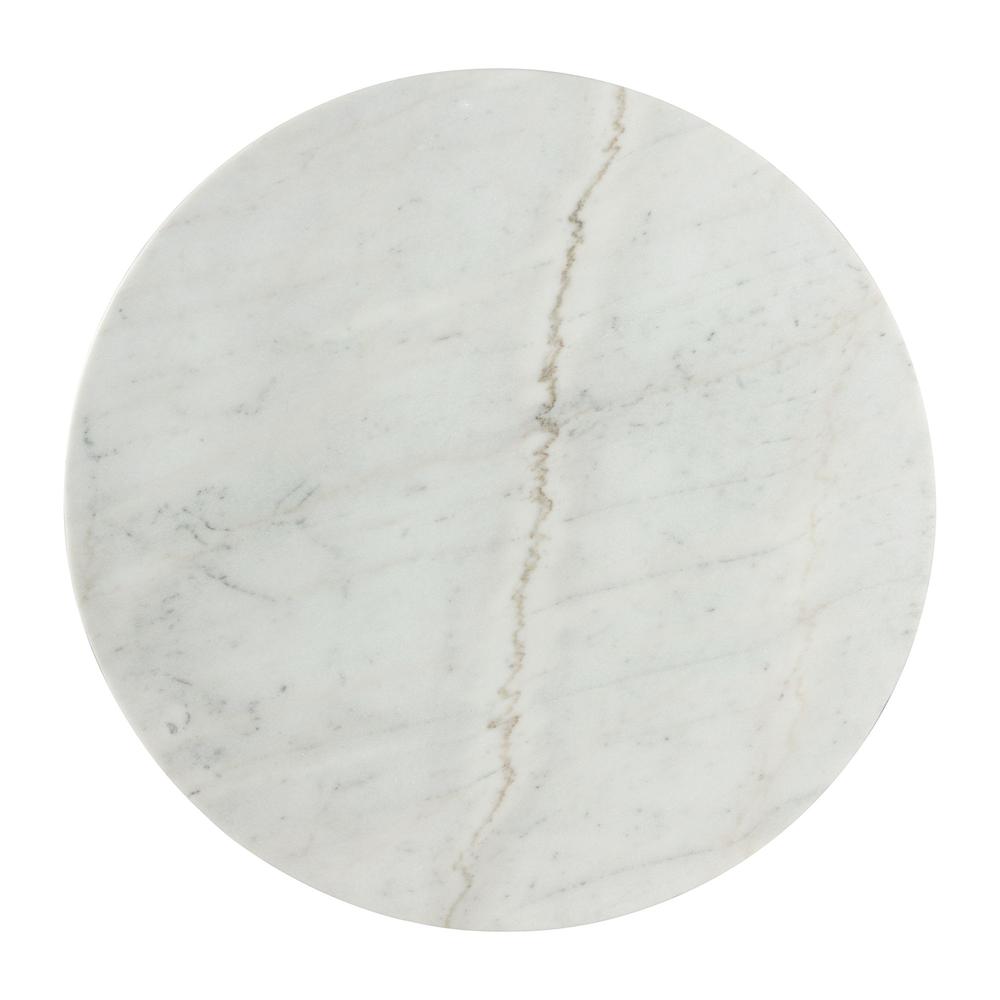 White Marble and Natural Wood Round Dining Table for Kitchen or Dining Room