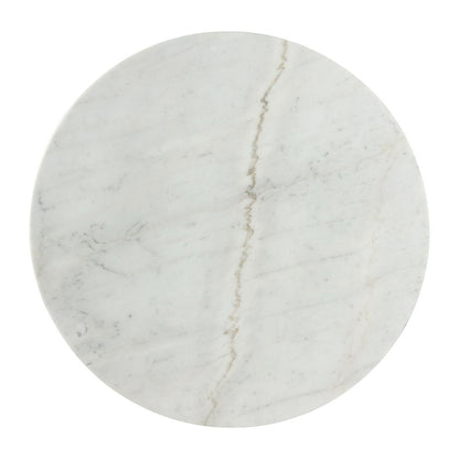 White Marble and Natural Wood Round Dining Table for Kitchen or Dining Room